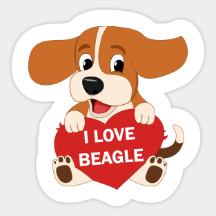 I Love Beagle Sticker
